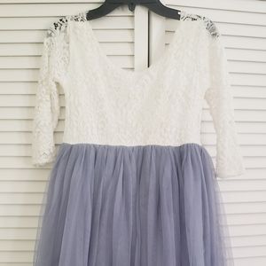 Flower Girl Dress Dusty Blue Lace and Tulle